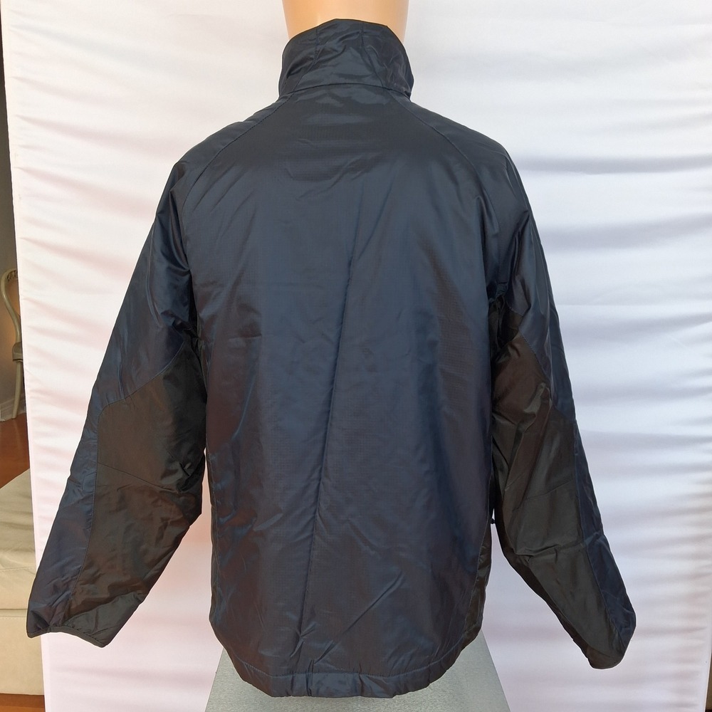 Mens Navy Blue Black Ripstop Full Zip Windbreaker Jacket Pocketed Outdoor Layer